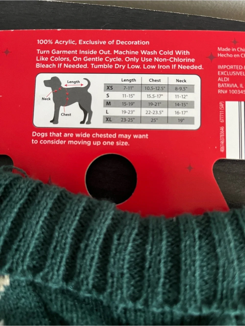 Green Reindeer Holiday Dog Sweater - XS